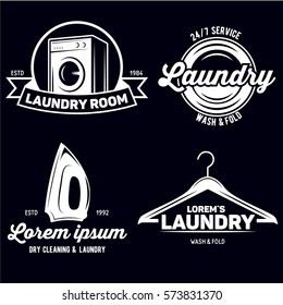 vector set of laundry logos emblems and design elements. logotype templates and badges. Vector illustration.