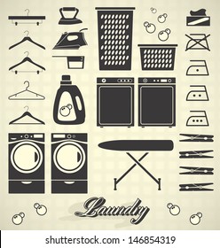 Vector Set: Laundry Room Labels and Icons