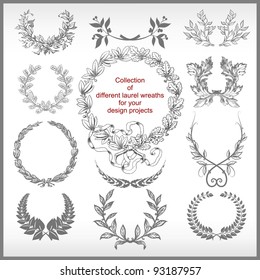 vector set of laurel wreaths isolated