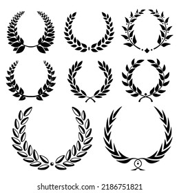 Vektorgrafik von Laurel Wreaths Silhouetten Illustration einzeln auf weißem Hintergrund