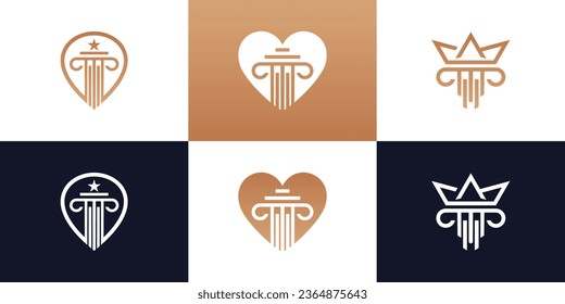 Conjunto de vectores de la colección de logotipos de abogados con estilo creativo Vector Premium