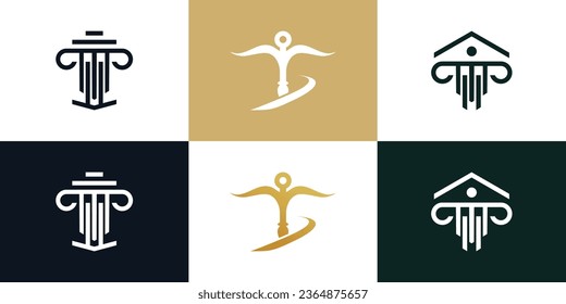 Vector set of lawyer logo collection with creative style Premium Vector