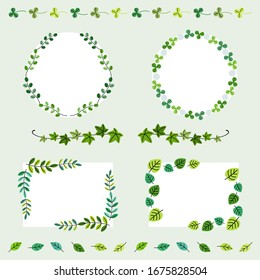 vector set of leaf decorative frames