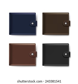 Vector Set of Leather Wallets Isolated on White Background