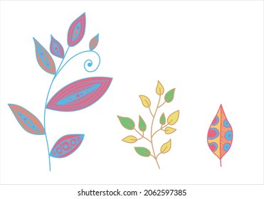 Vector set of leaves of different trees in the contour. Cartoon style. Vector set of leaves of different trees in the contour. Cartoon style. 
