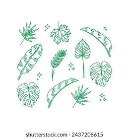 vector set of leaves vintage retro inspiration
