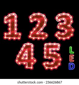vector set of led illuminated digits. illustration clipart