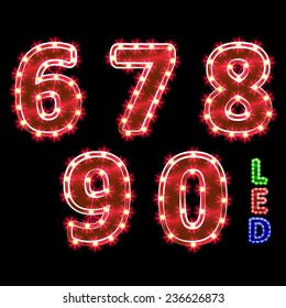 vector set of led illuminated digits. illustration clipart