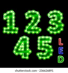 vector set of led illuminated digits. illustration clipart