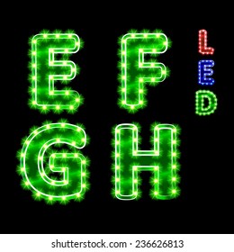 vector set of led illuminated letters. illustration clipart