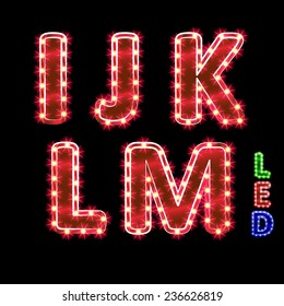 vector set of led illuminated letters. illustration clipart