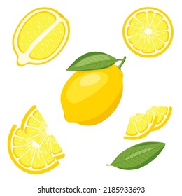 conjunto vectorial de limón, ilustración vectorial sobre fondo blanco