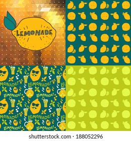 Vector set of lemonade patterns.