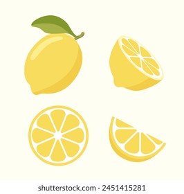 Vector set of lemons fruits vector illustration