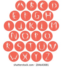 vector set of letter by human