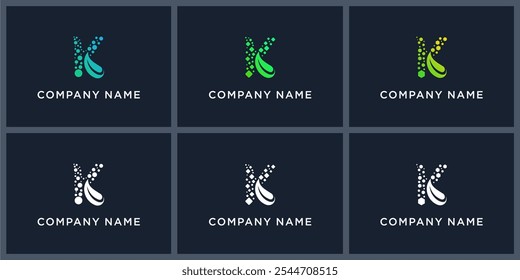 Vector set letter K nature technology logo design