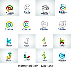 Vector set of letter logo icons, abstract geometric style