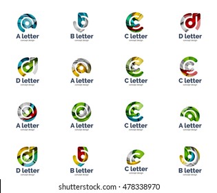 Conjunto vectorial de iconos del logotipo de letras, estilo geométrico abstracto
