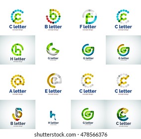 Vector set of letter logo icons, abstract geometric style