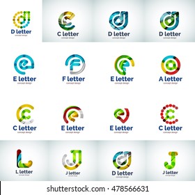 Vector set of letter logo icons, abstract geometric style