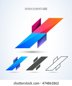 Vector set of letter x logo design template elements collection. App icon design