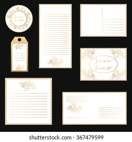 Vector Set letterhead, labels, stickers, tags, labels, mailing envelopes, postcards, notebooks