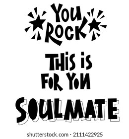 Vector set of lettering about love. Valentines Day. Black and white lettering.