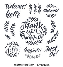 Vector set of lettering elements. Hand drawn ink illustration phrase. Handwritten modern brush calligraphy for prints and posters, t-shirt and cards design