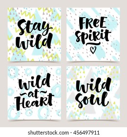 Vector set of lettering illustration on abstract texture background. Hand drawn phrase. Modern brush calligraphy for invitation, greeting card, t-shirt, brochure, flyer, prints and posters
