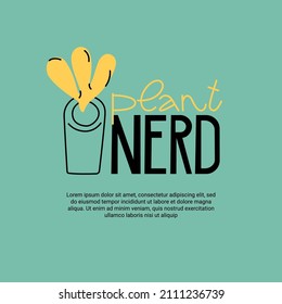 Vector set with lettering and indoor plants. Isolated illustrations for stickers, embroidery, badges, pins and clothing