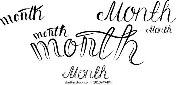vector, set of lettering month in different styles, fight against breast cancer, outline, print for textile, paper design
