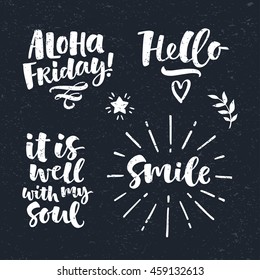 Vector set of lettering phrase. Hand drawn motivation and inspiration quotes. Handwritten modern brush calligraphy for invitation and greeting card, t-shirt, prints and posters