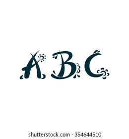 Vector set of letters A, B, C. Typographic elements. Typographic design