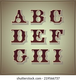 Vector set of letters in gothic style. Part 1