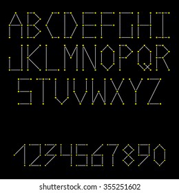Vector set of letters made from constellations. Stylish abc with stars. 