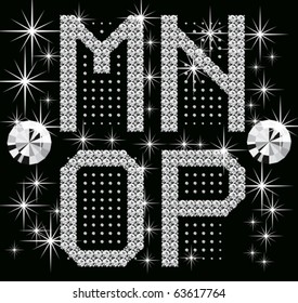 conjunto vectorial de letras y números con diamantes