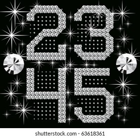 Vektorsatz mit Buchstaben und Zahlen mit Diamanten