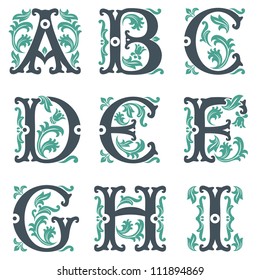 Vector Set Of Letters In The Old Vintage Style. Part 3