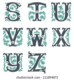 Vector Set Of Letters In The Old Vintage Style. Part 1