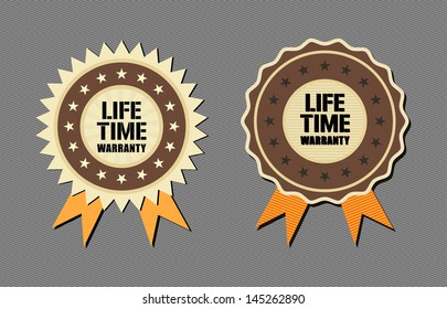 Vector set of lifetime warranty  labels