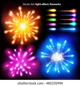 vector set: light effect, fireworks - lots of  graphic elements to embellish your layout