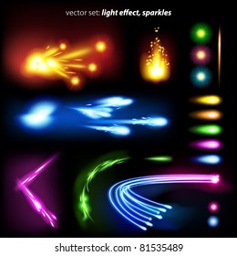 vector set: light effect, sparkles - lots of  graphic elements to embellish your layout