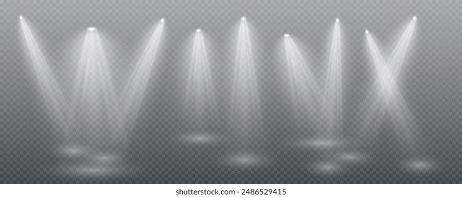 The vector set of light includes a light source, studio lighting, walls, and a PNG. It also includes spotlight lighting and a spotlight PNG. Finally, it includes light beams and a light effect.