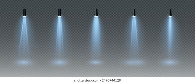 The vector set of light includes a light source, studio lighting, walls, and a PNG. It also includes spotlight lighting and a spotlight PNG. Finally, it includes light beams and a light effect.