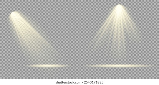 The vector set of light includes a light source, studio lighting, walls, and a PNG. It also includes spotlight lighting and a spotlight PNG. Finally, it includes light beams and a light effect.