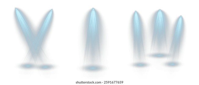 The vector set of light includes a light source, studio lighting, walls, and a PNG. It also includes spotlight lighting and a spotlight PNG. Finally, it includes light beams and a light effect.