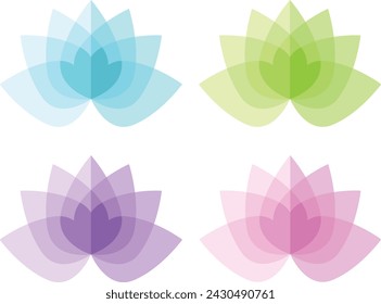 Vector set of a light lotus flowers without transparency. Design for yoga class, resort, spa center
