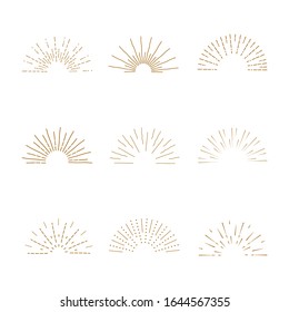 vector Set of light ray. Hand Drawn vector illustration