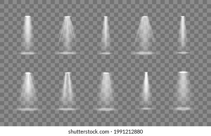 Vector set of light. Light source, studio lighting.
