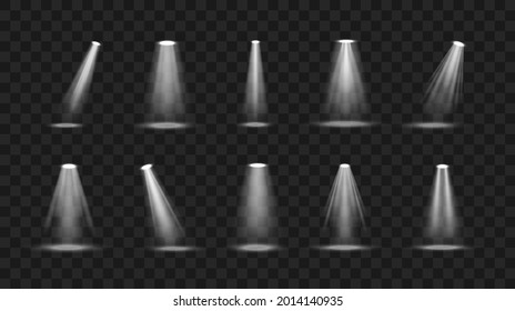 Vector set of light. Light source, studio lighting.